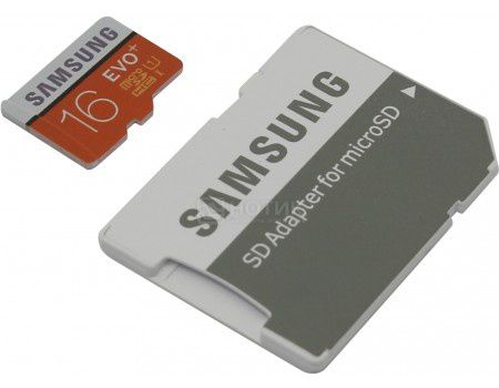 Карта памяти Samsung microSDXC 16GB EVO Plus UHS-I + SD адаптер MB-MC16DA/RU