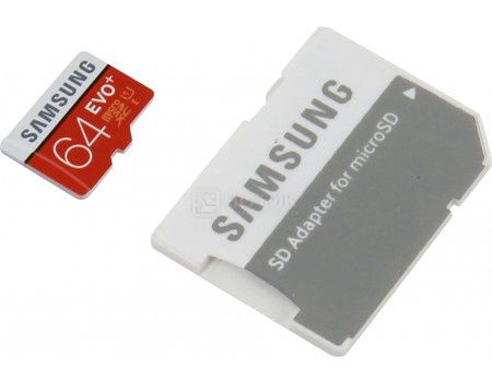 Карта памяти Samsung microSDXC 64GB EVO Plus Class 10 UHS-I + SD адаптер MB-MC64DA/RU