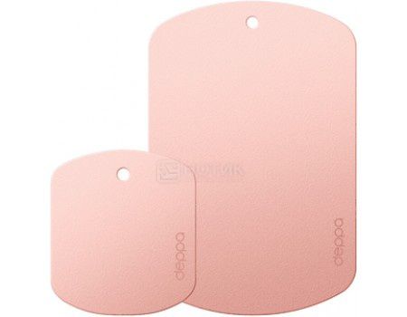 Набор пластин для магнитных держателей Deppa 55141 Crab Plates для смартфонов и планшетов весом до 300гр, магнитный, Розовый