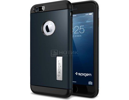 Чехол-накладка Spigen SGP для iPhone 6/6s Plus Slim Armor Case SGP10901, Полиуретан/Поликарбонат, Metal Slate, Черный