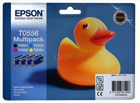 Набор картриджей струйных Epson C13T05564010 для Stylus Photo R240/RX520, Черный, Голубой, Пурпурный, Желтый