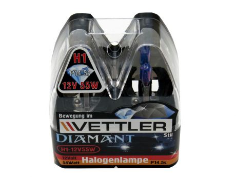 Галогеновые лампы H1 12 V 55 W Diamant (к-т 2шт) (P14.5s) VETTLER