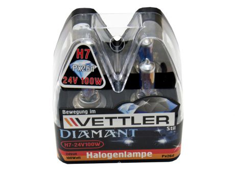 Галогеновые лампы H7 24 V 100 W Diamant (к-т 2шт) (Px26d) VETTLER