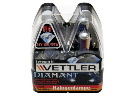 Галогеновые лампы H4 24 V 100/90 W Diamant (к-т 2шт) (P43t) VETTLER