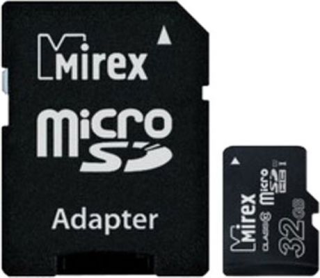 Флеш карта MicroSDHC 32Gb MIREX  Class10 + Адаптер, RTL