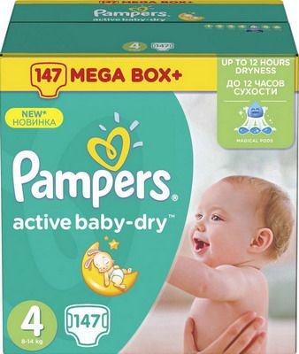 Подгузники Pampers Active Baby-Dry Maxi (8-14 кг) Упаковка 147