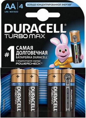 Батарейка Duracell LR6/MX 1500-4BL TURBO MAX AA
