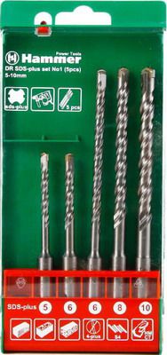 Бур Hammer 201-901 DR SDS+ set No1 (5pcs) 5/6 X 110  6/8/10 X 160