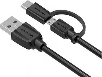 Кабель Vention USB Type C M micro B 5pin/USB 2.0 AM Black Edition 0.5м CABBD