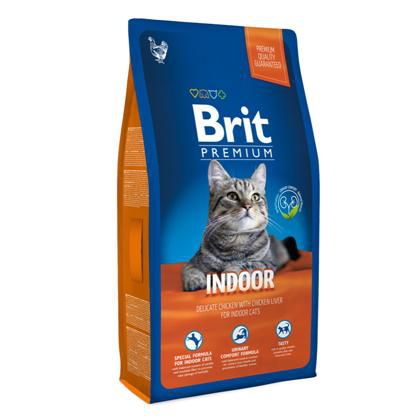 Сухой корм Brit Premium Сat Indoor для кошек живущих в помещении, курица и печень 8кг