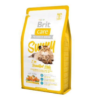Сухой корм Brit Care Cat Sunny Beautiful Hair для кошек, для ухода за кожей и шерстью 7кг
