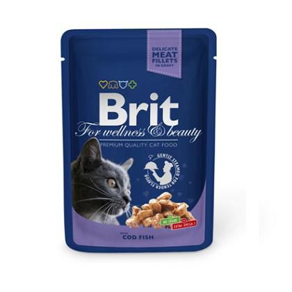 Влажный корм Brit Premium треска пауч для кошек (100 гр)