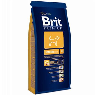 Сухой корм Brit Premium Dog Senior M для собак (для средних пород от 7 лет) 15 кг.