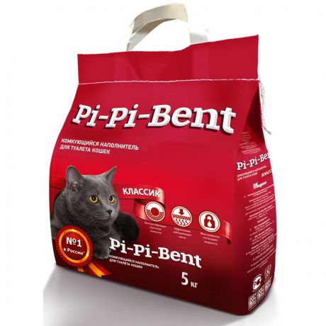 Минеральный комкующийся наполнитель Pi-Pi-Bent "Classic" (полиэтиленовый пакет)  для кошек 5кг.