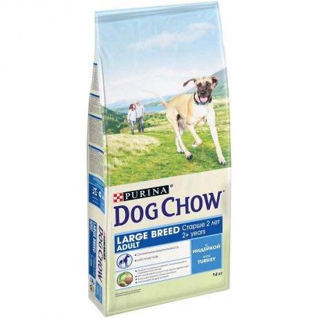 Сухой корм Dog Chow large breed для собак крупных пород индейка, 14 кг