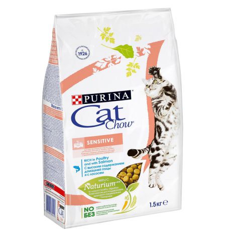 Сухой корм Cat Chow для кошек с чувствительным пищеварением и чувствительной кожей, 15кг