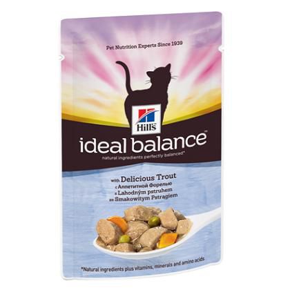Влажный корм Hill's Ideal Balance для кошек от 1 года до 7 лет с аппетитной форелью, 85г.
