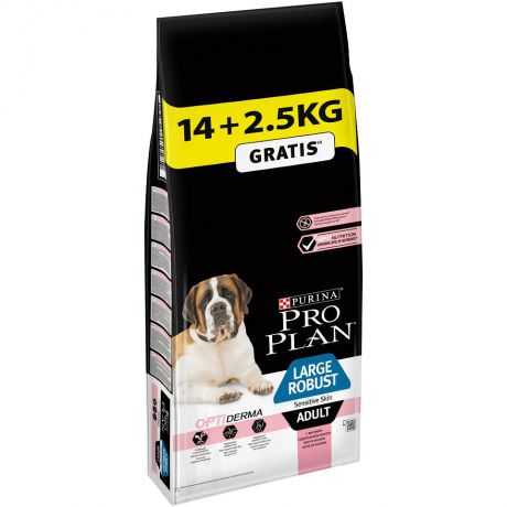 Сухой корм Pro Plan для взрослых собак крупных пород мощное тело, лосось+рис, 14кг + 2,5кг