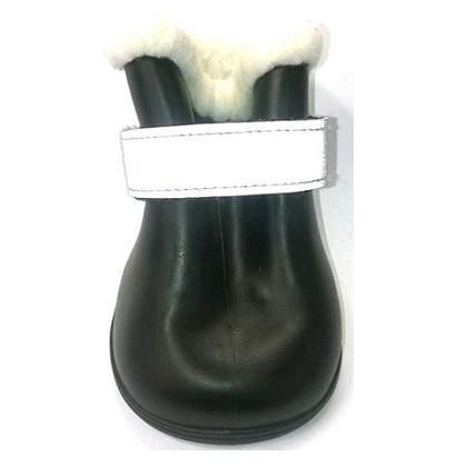 Ботинки Triol резиновые для собак L на липучках светоотражающих, черная резина, белый мех
