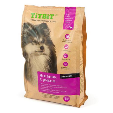 Сухой корм TitBit ягненок с рисом для собак мелких и средних пород