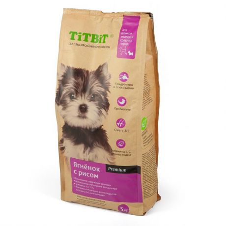 Сухой корм TitBit ягненок с рисом для щенков мелких и средних пород