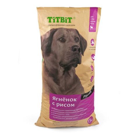 Сухой корм TitBit ягненок с рисом для собак крупных пород