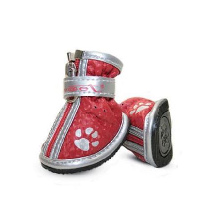 Ботинки Triol мягкие для собак красные с "лапками", размер 1,  45*35*45мм