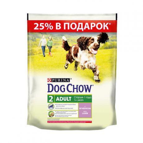 Сухой корм Dog Chow Adult для взрослых собак, ягнёнок, 600г.+200г.