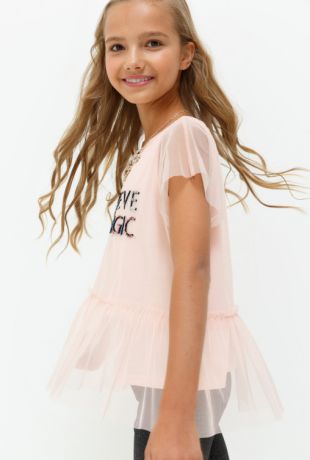 Блузки Acoola Блузка детская для девочек с вышивкой из пайеток цвет светло-розовый размер 164 20210110109