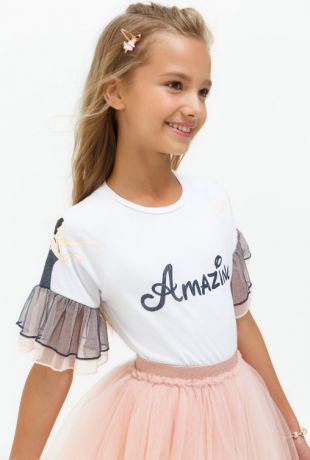 Блузки Acoola Блузка детская для девочек с оборками на рукавах цвет белый размер 158 20210110111