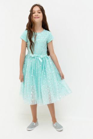 Платья Acoola Платье детское для девочек в блестящий горошек цвет светло-бирюзовый размер 164 20210200202
