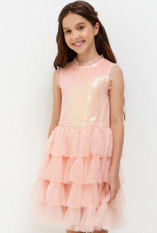 Платья Acoola Платье детское для девочек с воланами на юбке цвет светло-розовый размер 164 20210200203