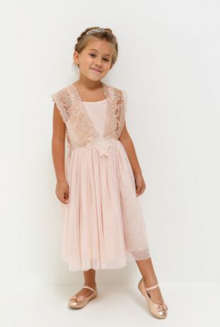 Платья Acoola Платье детское для девочек из мягкого тюля с кружевом цвет светло-розовый размер 98 20220200213