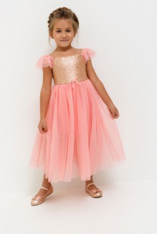 Платья Acoola Платье детское для девочек из яркого тюля с пайетками цвет светло-розовый размер 98 20220200218