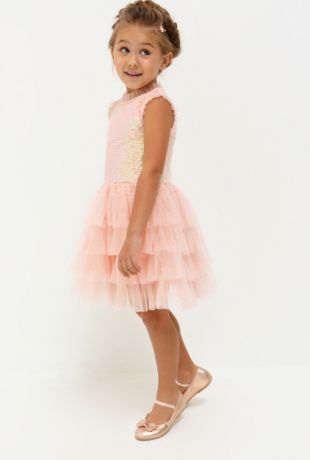 Платья Acoola Платье детское для девочек с воланами на юбке цвет светло-розовый размер 128 20220200221
