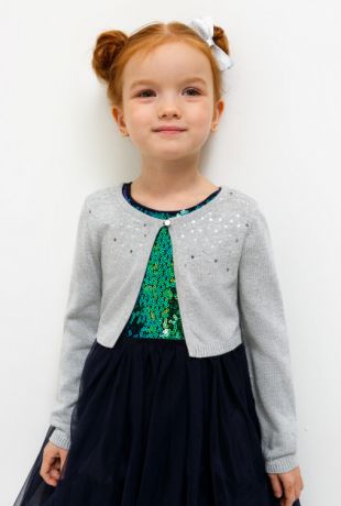 Жакеты Acoola Жакет детский для девочек с пайетками цвет светло-серый размер 98 20220130115
