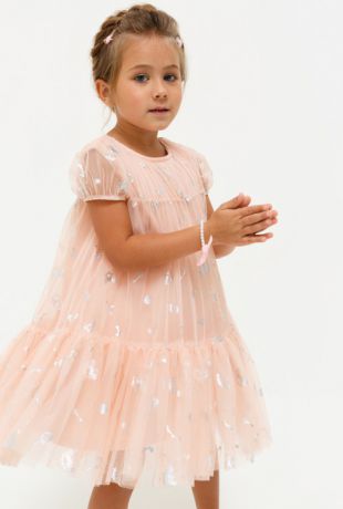 Платья Acoola Платье детское для девочек из фатина с набивным принтом цвет светло-розовый размер 98 20220200223