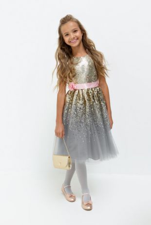 Платья Acoola Платье детское для девочек расшитое пайетками цвет золотой размер 164 20210200193