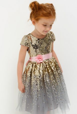 Платья Acoola Платье детское для девочек расшитое пайетками цвет золотой размер 98 20220200210
