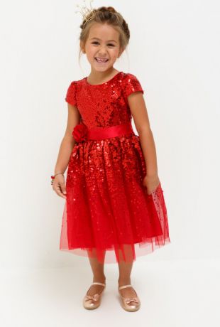 Платья Acoola Платье детское для девочек расшитое пайетками цвет красный размер 98 20220200210