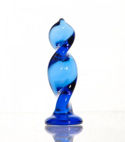 Анальная  Втулка Sexus Glass синяя - 12.5 см.