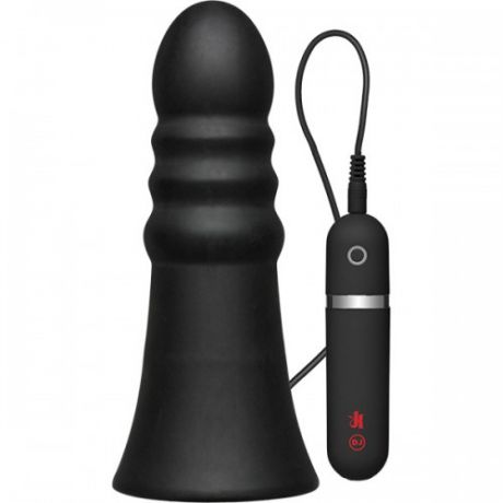 Анальная Пробка с Вибрацией Kink - Vibrating Silicone Butt Plug - Rippled 8, черный