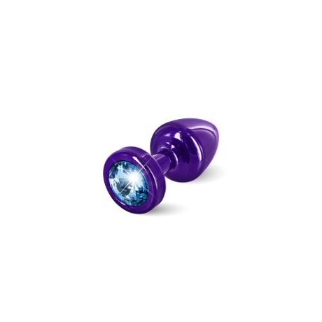 Анальная пробка фиолетовая, голубой кристалл ANNI round Purple T1