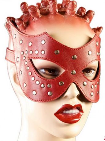 Очки-маска из красной кожи