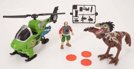 Игровой набор Chap Mei Динозавр Ютараптор и охотник на вертолете (стреляет) 520002-2