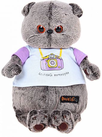 Мягкая игрушка Budi Basa "Басик - Веселый фотограф" кот серый искусственный мех текстиль 30 см Ks30-056