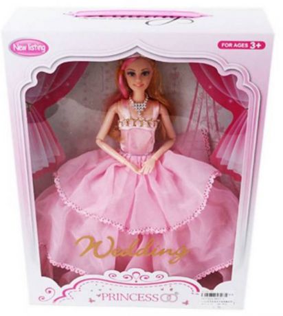 Кукла Shantou Gepai "Невеста", в розовом платье шарнирная 29 см