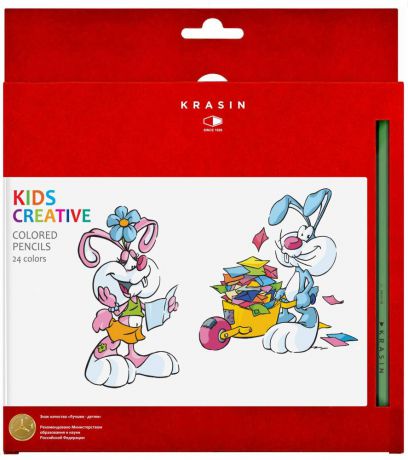 Набор цветных карандашей Фабрика Красина "веселый кролик" 24 шт 176 мм