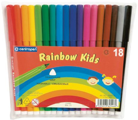 Набор фломастеров Centropen Rainbow Kids 7550/18 18 шт разноцветный