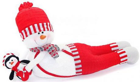 Кукла Новогодняя сказка Снеговик-весельчак красный 1 шт 66 см текстиль